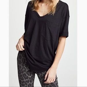 Free People Ronnie Oversized Tee Black New NWT $58 XS Extra Small
